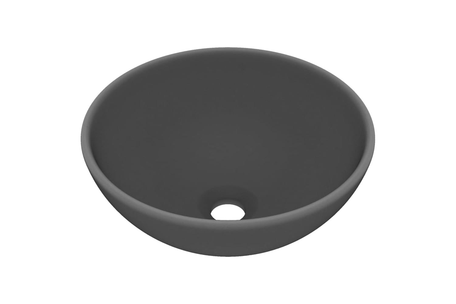 vidaXL 146972 Luxury Bathroom Basin Round Matt Dark Grey 32.5x14cm Ceramic-2