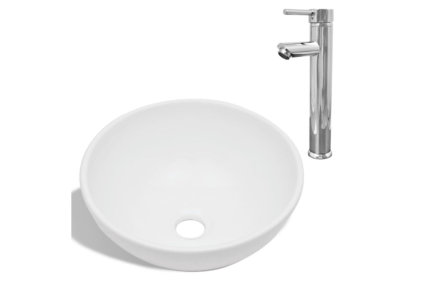 Vidaxl 275494 Bathroom Basin With Mixer Tap Ceramic Round White