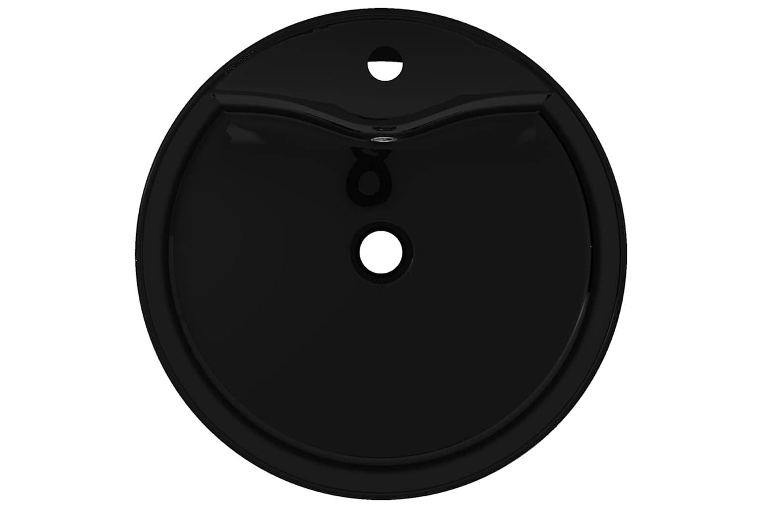 Vidaxl 141939 Ceramic Bathroom Sink Basin Faucet/overflow Hole Black Round-3