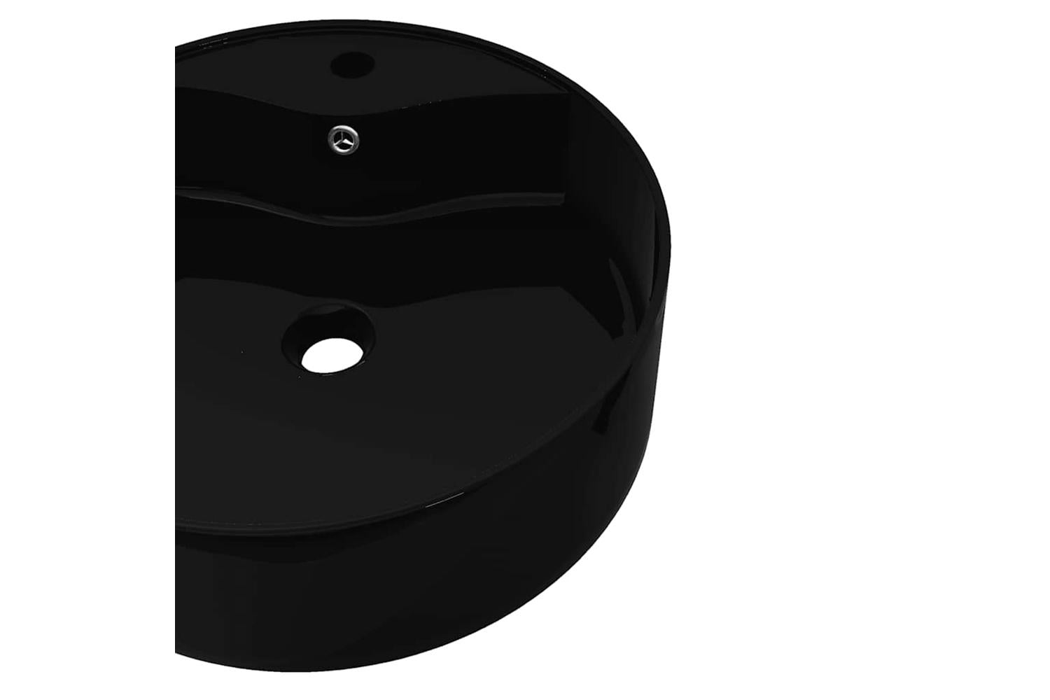 Vidaxl 141939 Ceramic Bathroom Sink Basin Faucet/overflow Hole Black Round-5