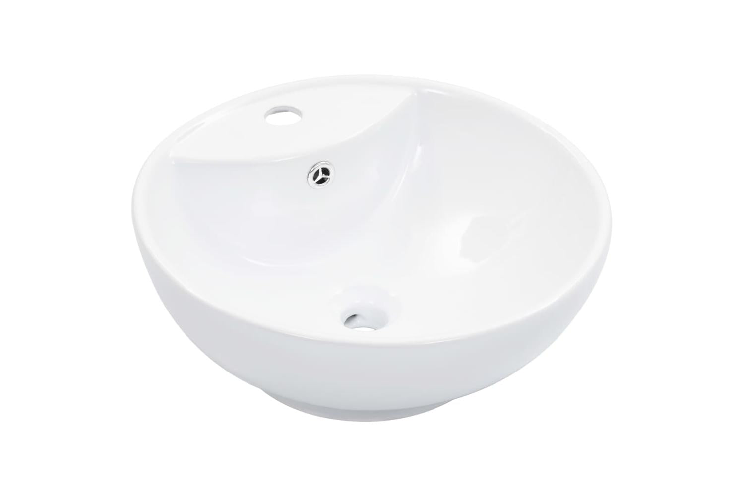 vidaXL 143903 Wash Basin With Overflow 46.5x18cm Ceramic White