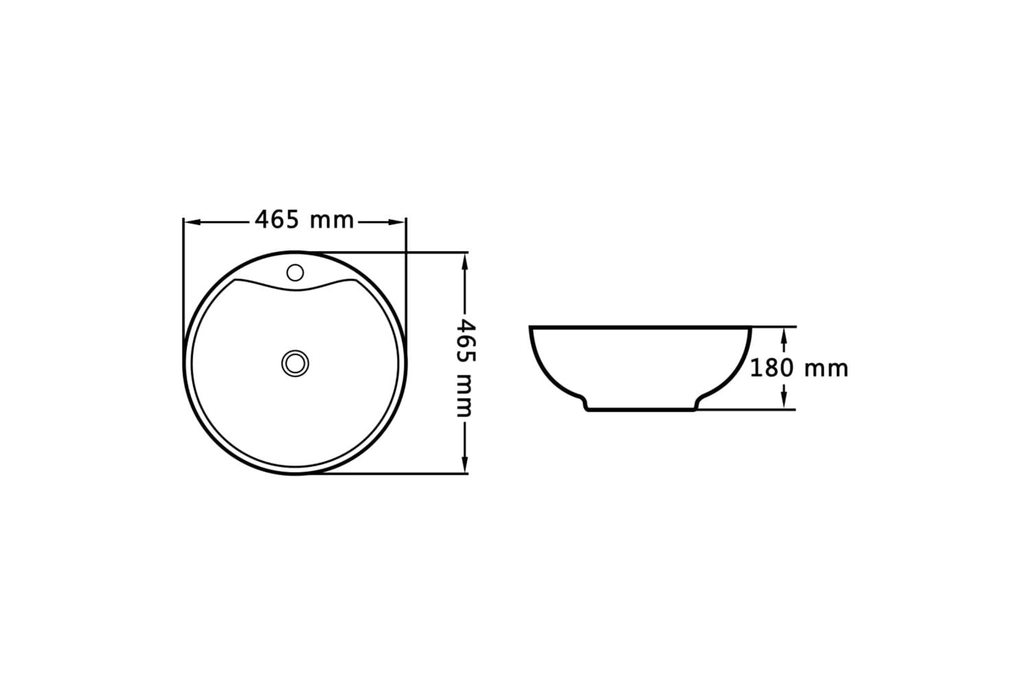 vidaXL 143903 Wash Basin With Overflow 46.5x18cm Ceramic White-6