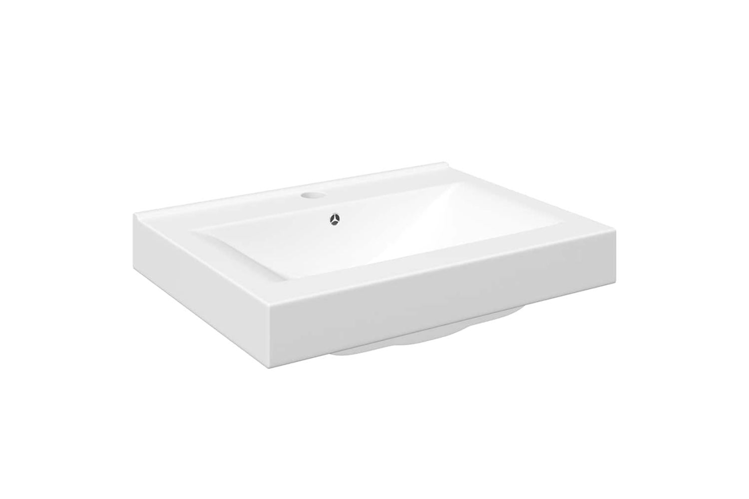 vidaXL 140686 Rectangular Ceramic Basin Sink White With Faucet Hole 60x46cm-2