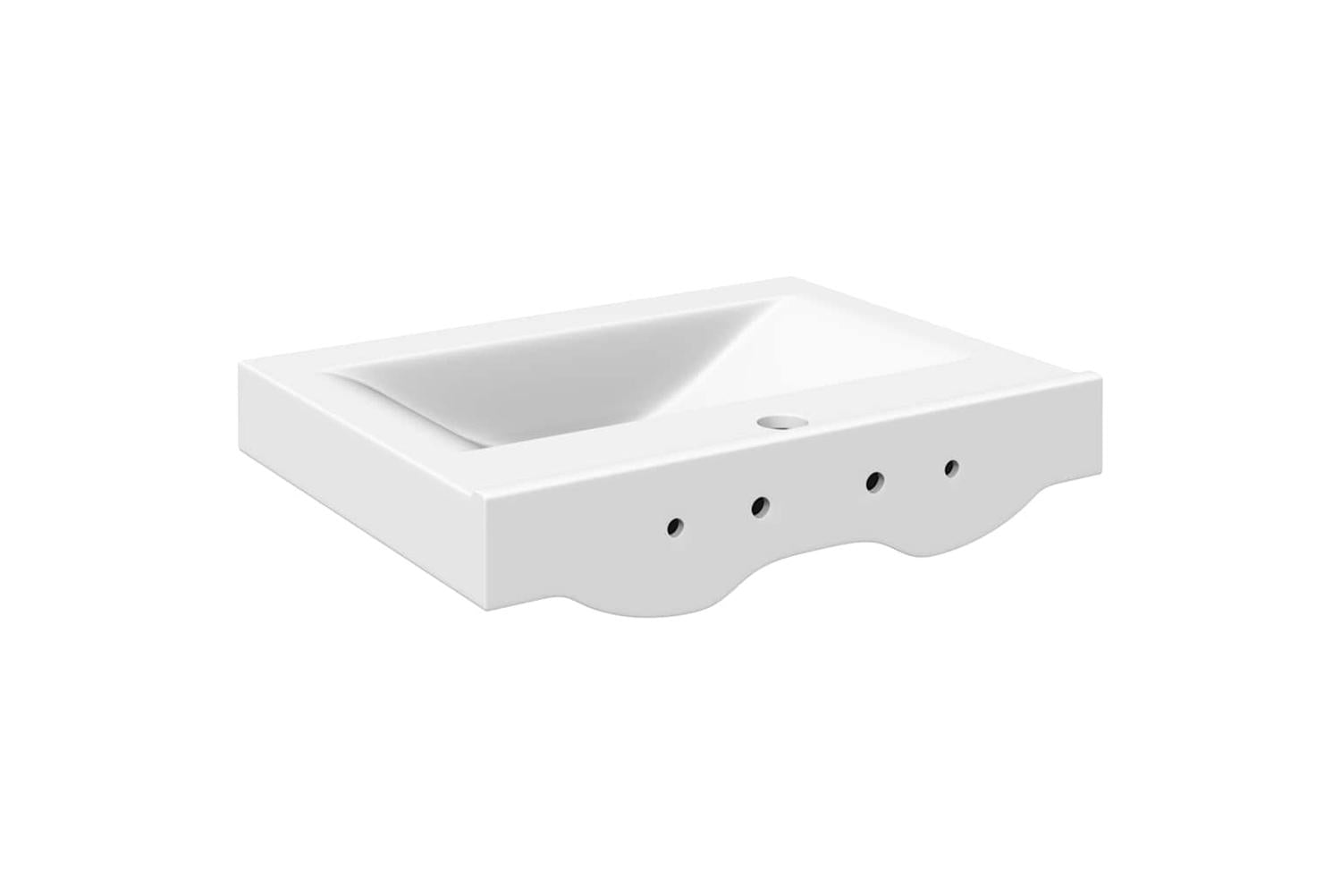 vidaXL 140686 Rectangular Ceramic Basin Sink White With Faucet Hole 60x46cm-6