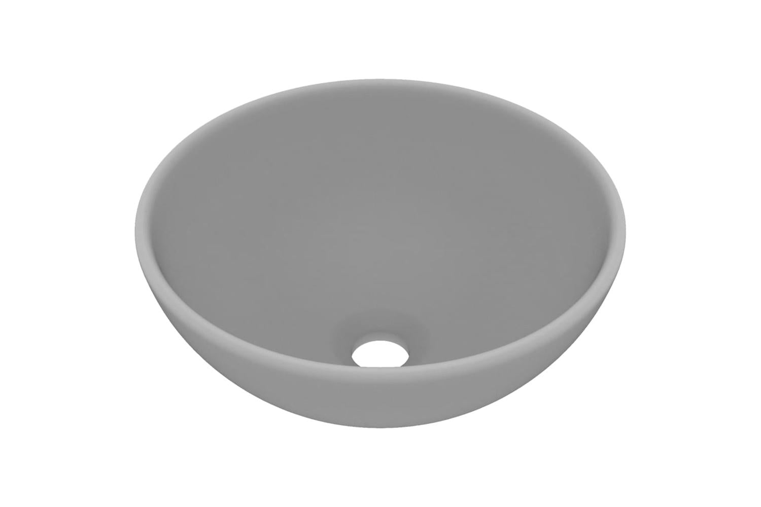 vidaXL 146971 Luxury Bathroom Basin Round Matt Light Grey 32.5x14cm Ceramic-2