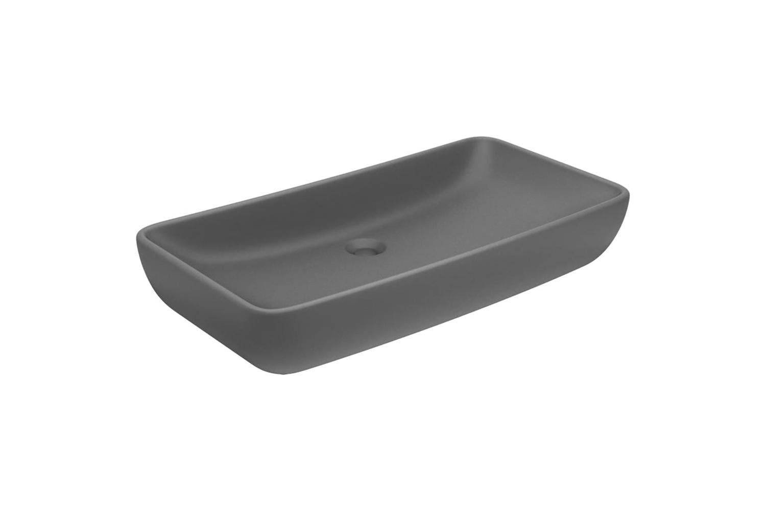 vidaXL 146961 Luxury Basin Rectangular Matt Dark Grey 71x38cm Ceramic-2