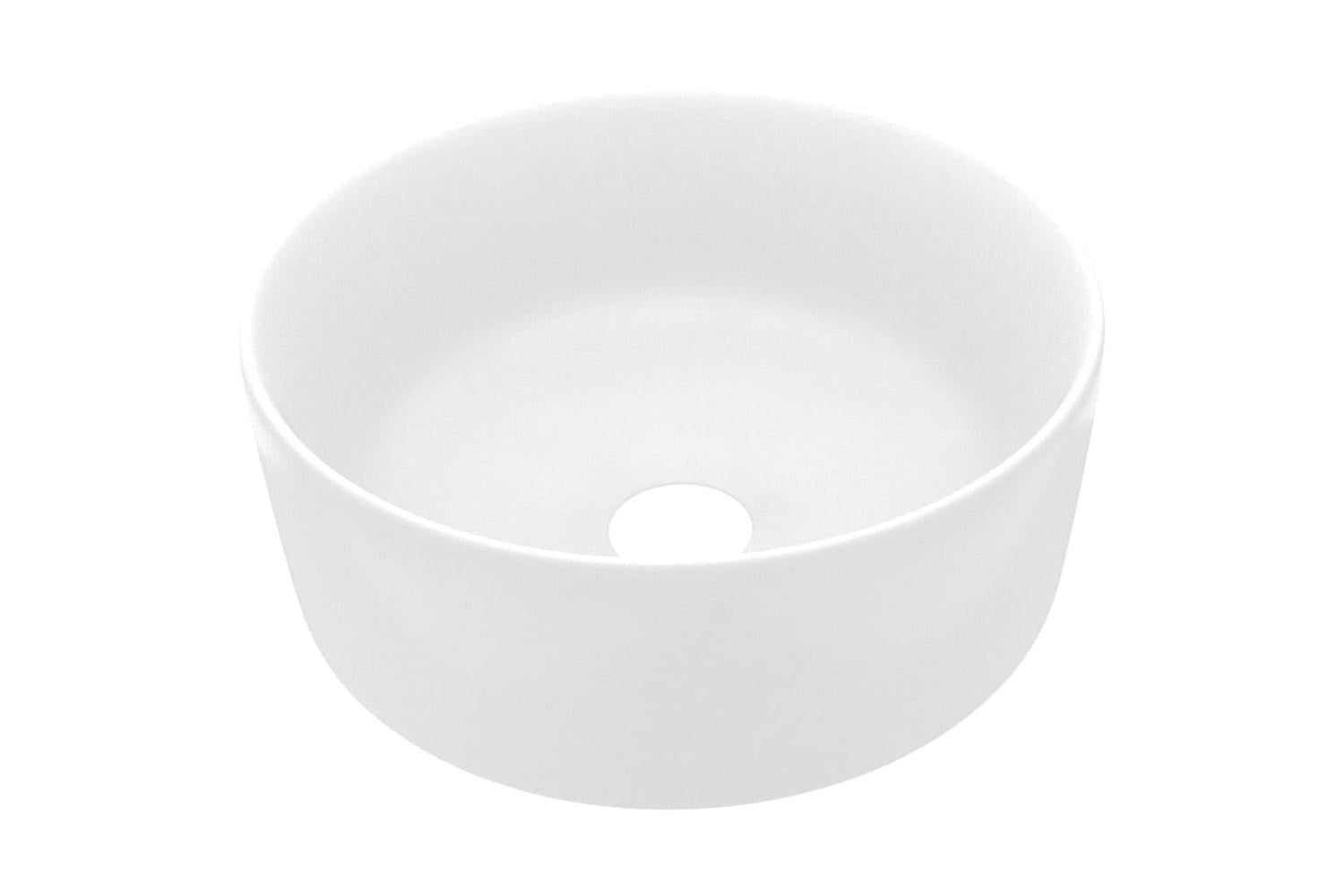 vidaXL 147009 Luxury Wash Basin Round Matt White 40x15cm Ceramic
