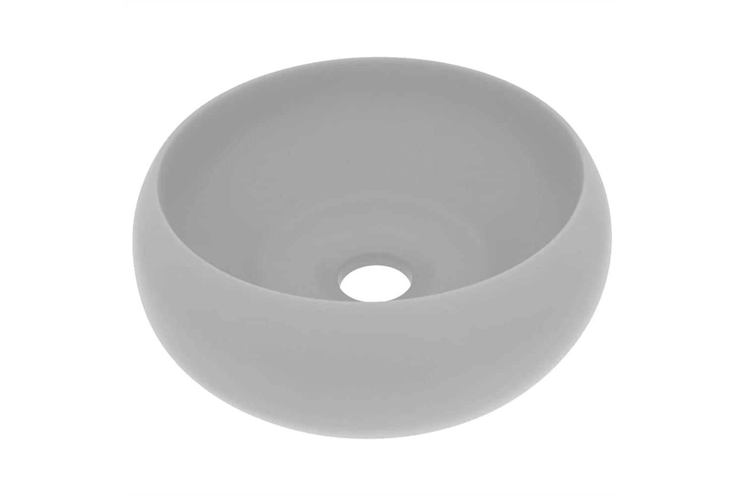 vidaXL 147004 Luxury Wash Basin Round Matt Light Grey 40x15cm Ceramic-2