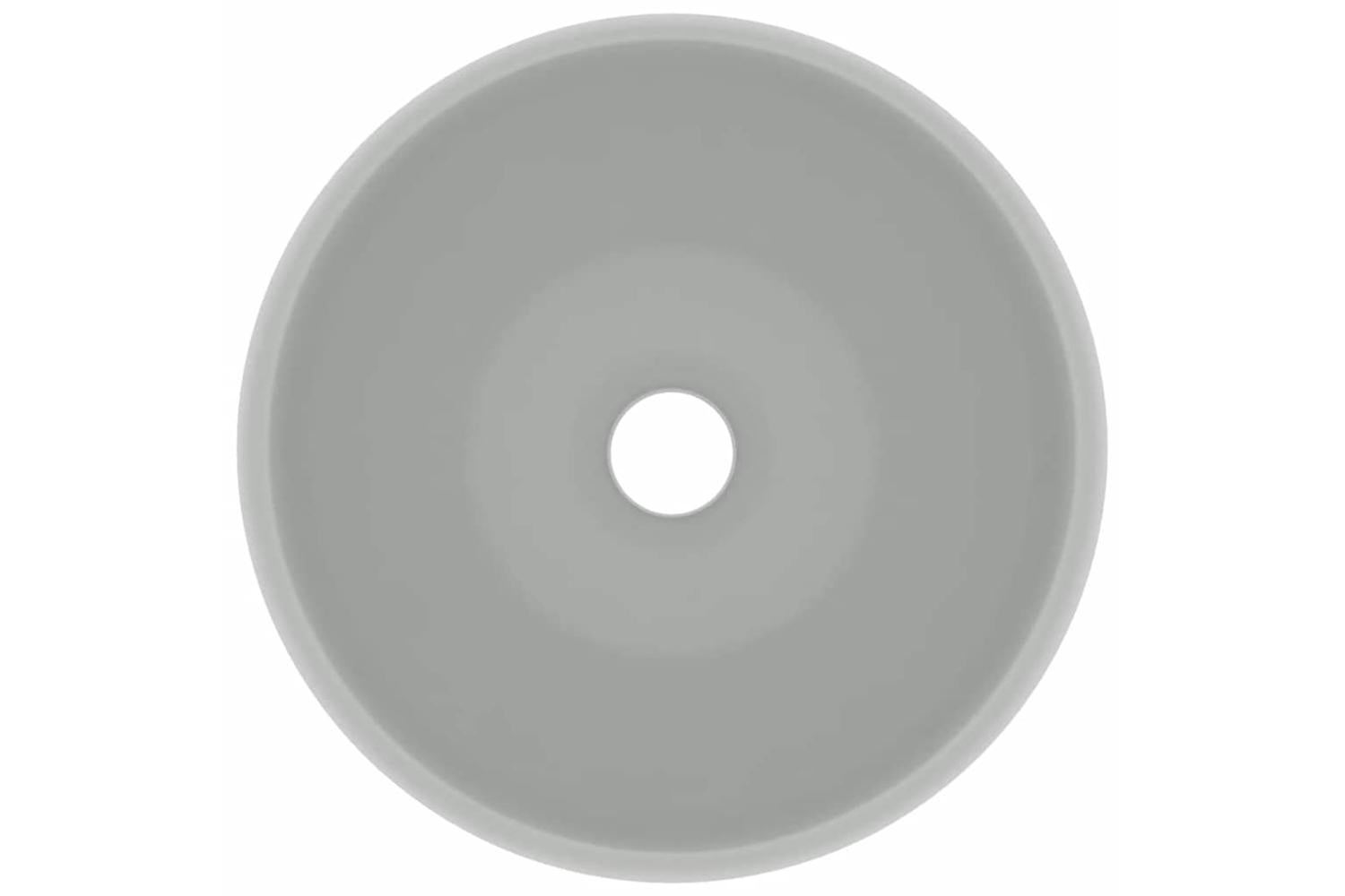vidaXL 147004 Luxury Wash Basin Round Matt Light Grey 40x15cm Ceramic-4