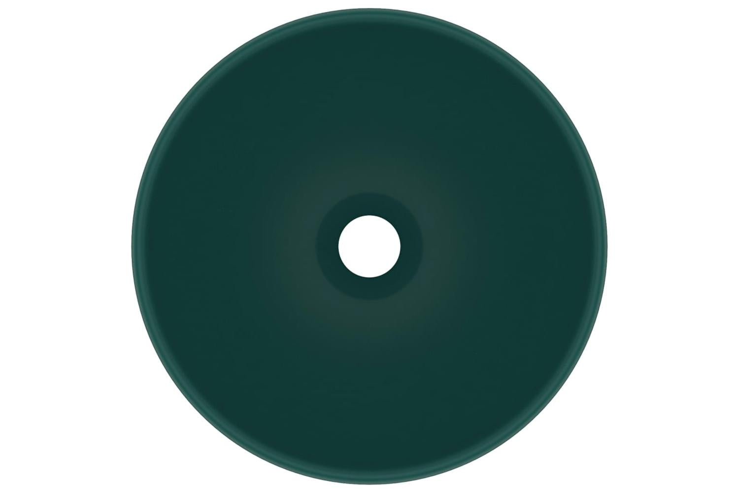 vidaXL 146970 Luxury Bathroom Basin Round Matt Dark Green 32.5x14cm Ceramic-3