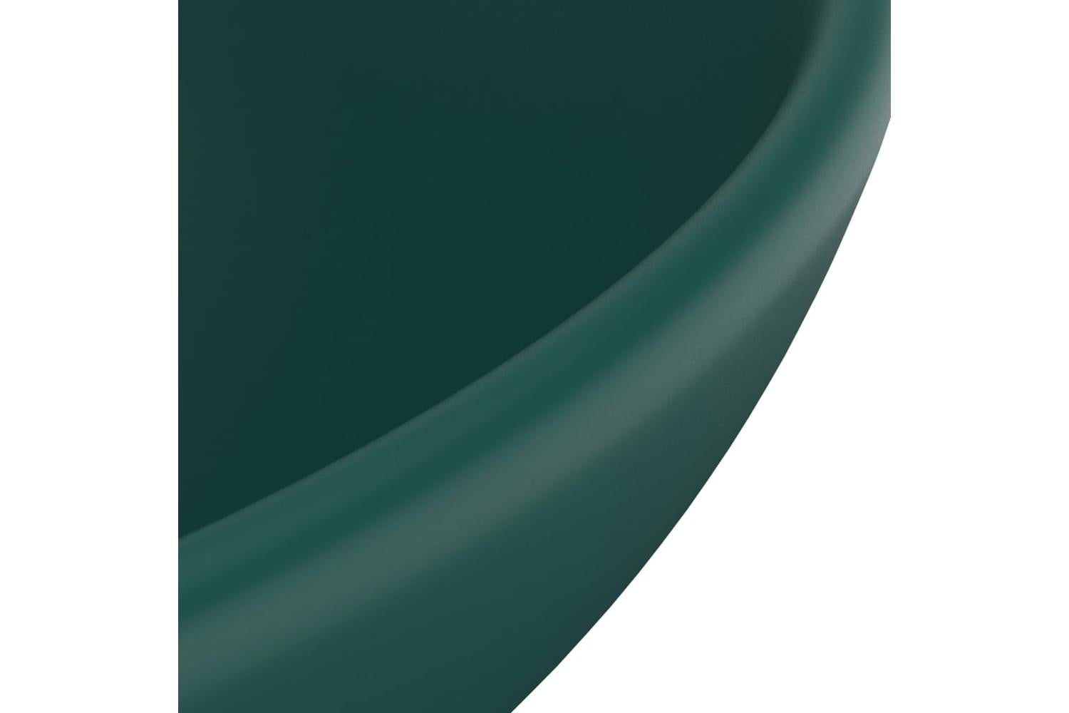 vidaXL 146970 Luxury Bathroom Basin Round Matt Dark Green 32.5x14cm Ceramic-5