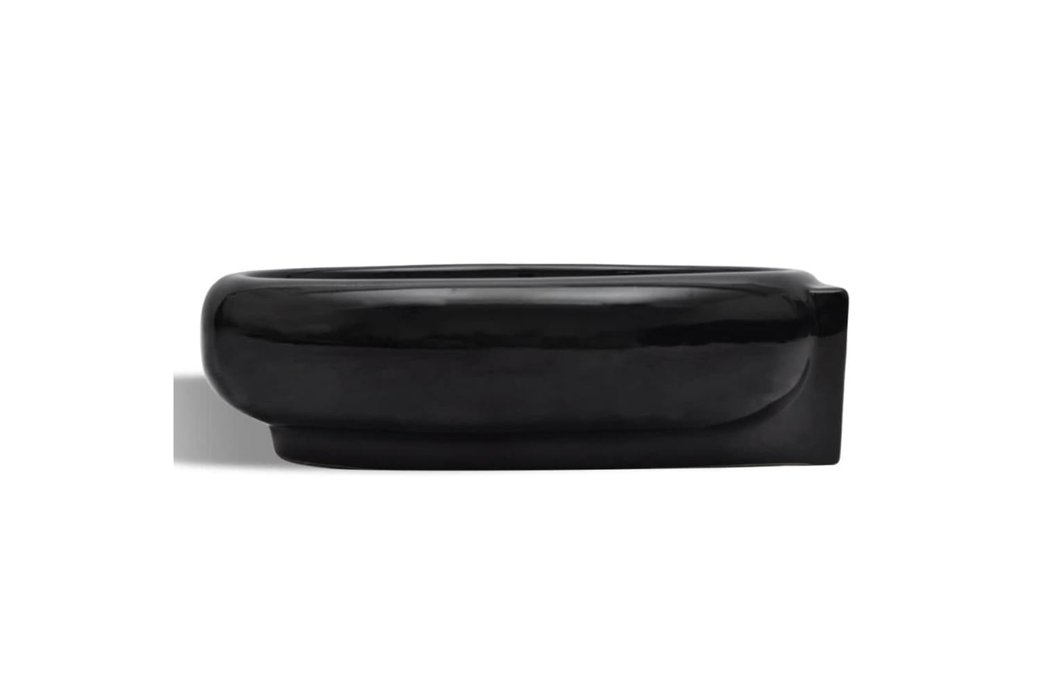Vidaxl Ceramic Bathroom Sink Basin Faucet/overflow Hole Black Round-3