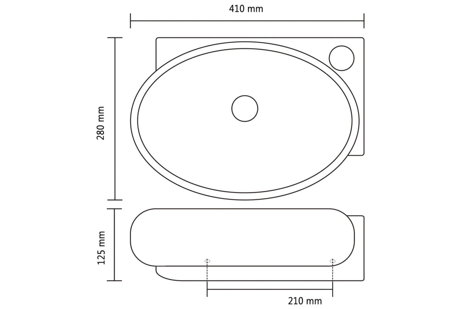 Vidaxl Ceramic Bathroom Sink Basin Faucet/overflow Hole Black Round-6