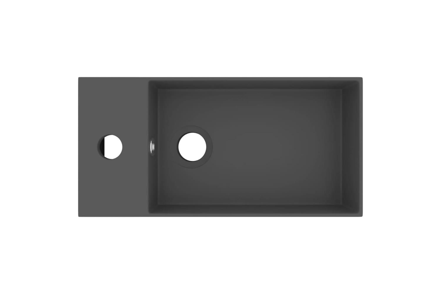 Vidaxl 146994 Bathroom Sink With Overflow Ceramic Dark Grey-3