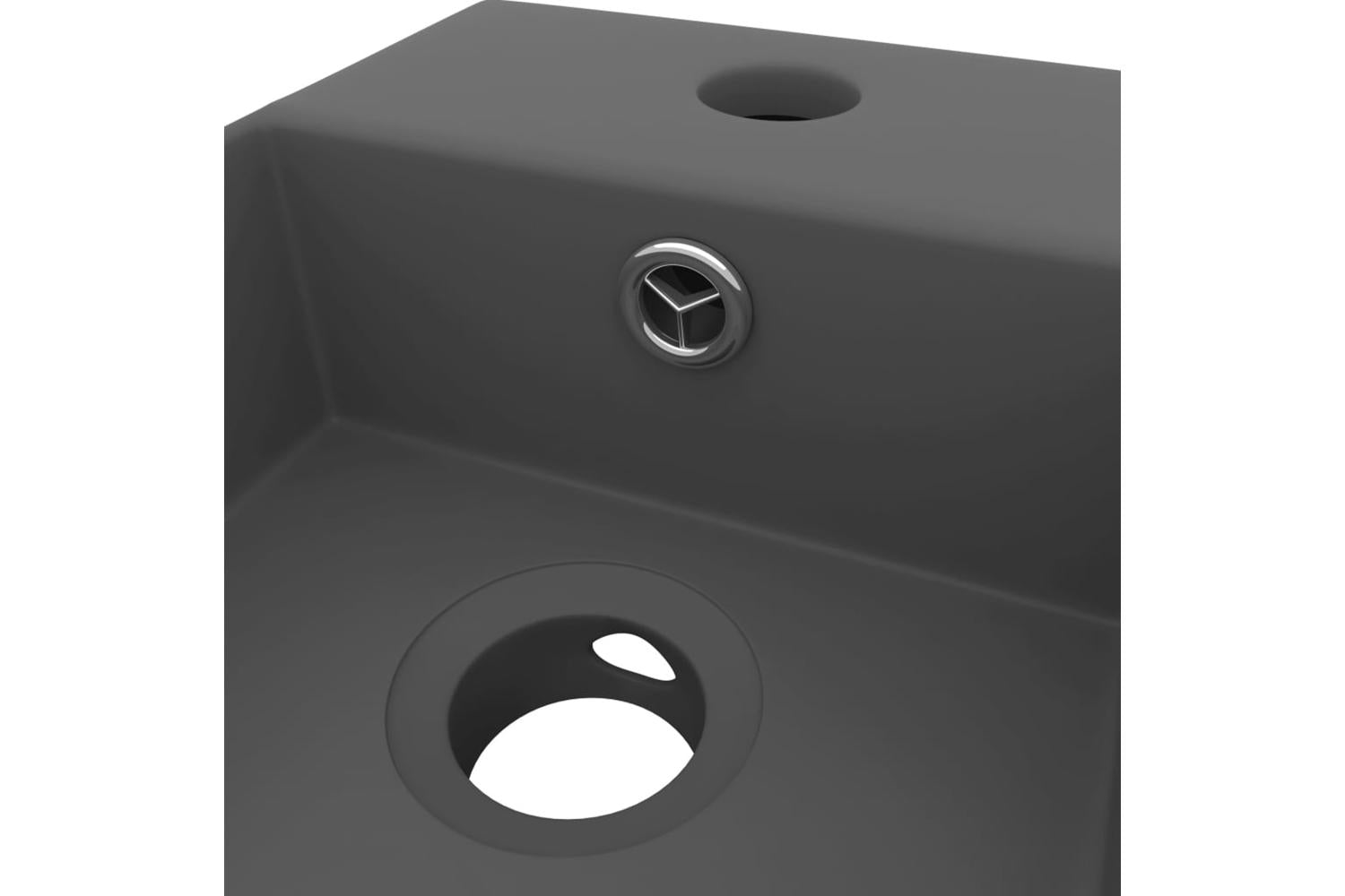 Vidaxl 146994 Bathroom Sink With Overflow Ceramic Dark Grey-5