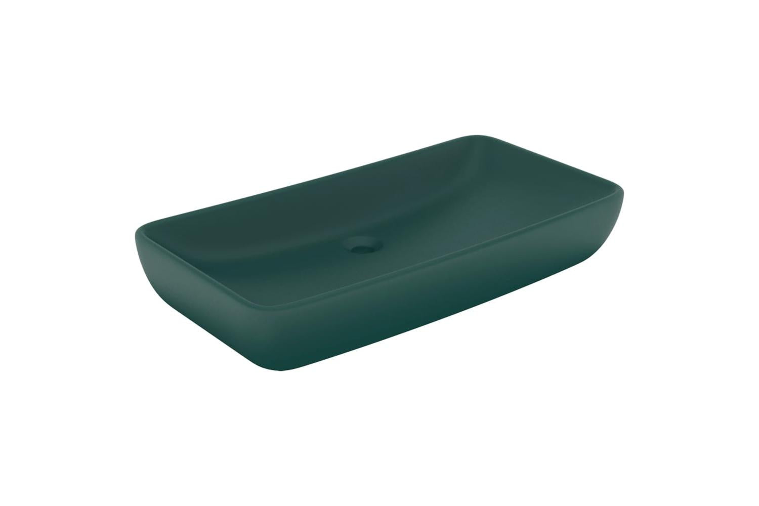 vidaXL 146959 Luxury Basin Rectangular Matt Dark Green 71x38cm Ceramic-2