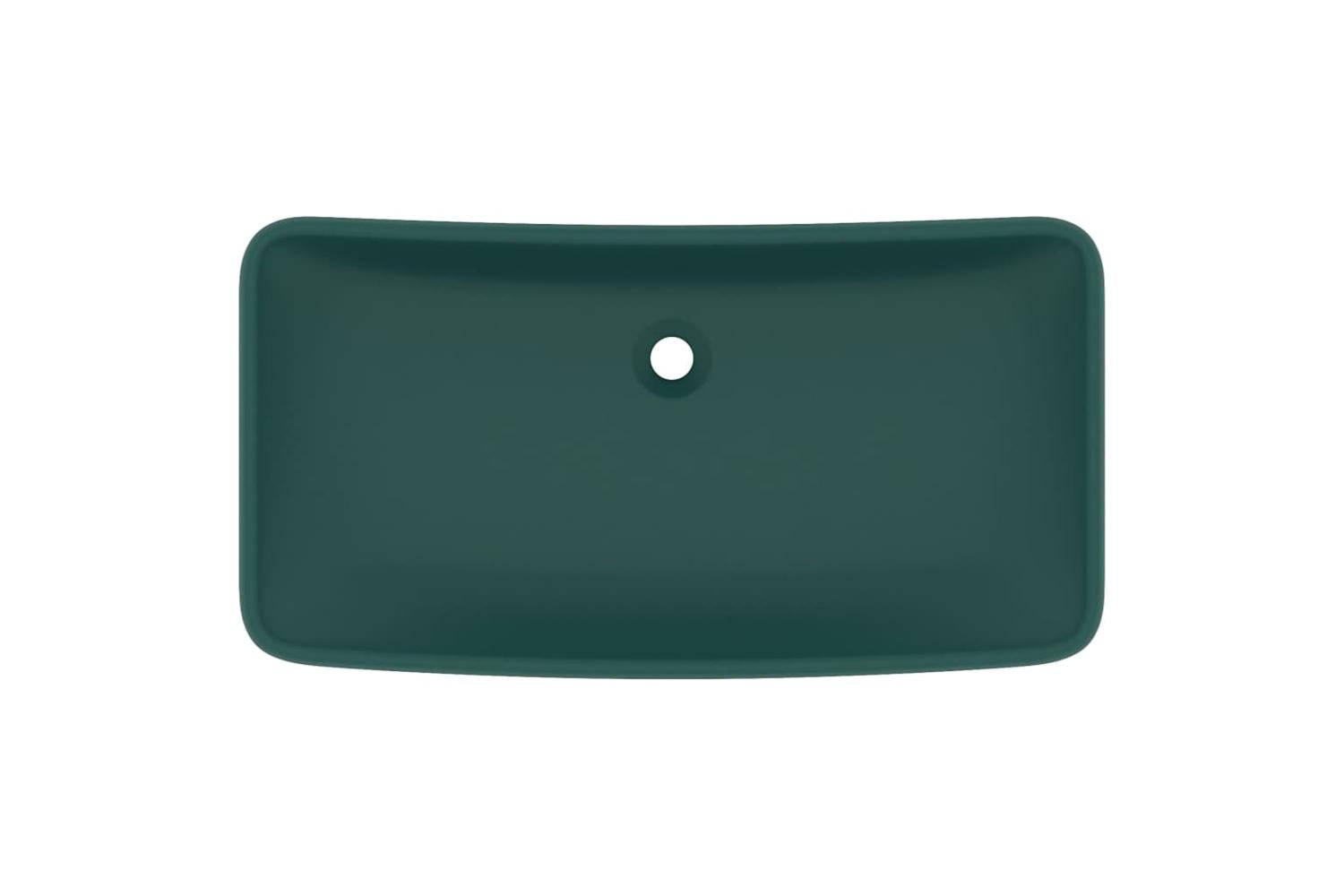 vidaXL 146959 Luxury Basin Rectangular Matt Dark Green 71x38cm Ceramic-3