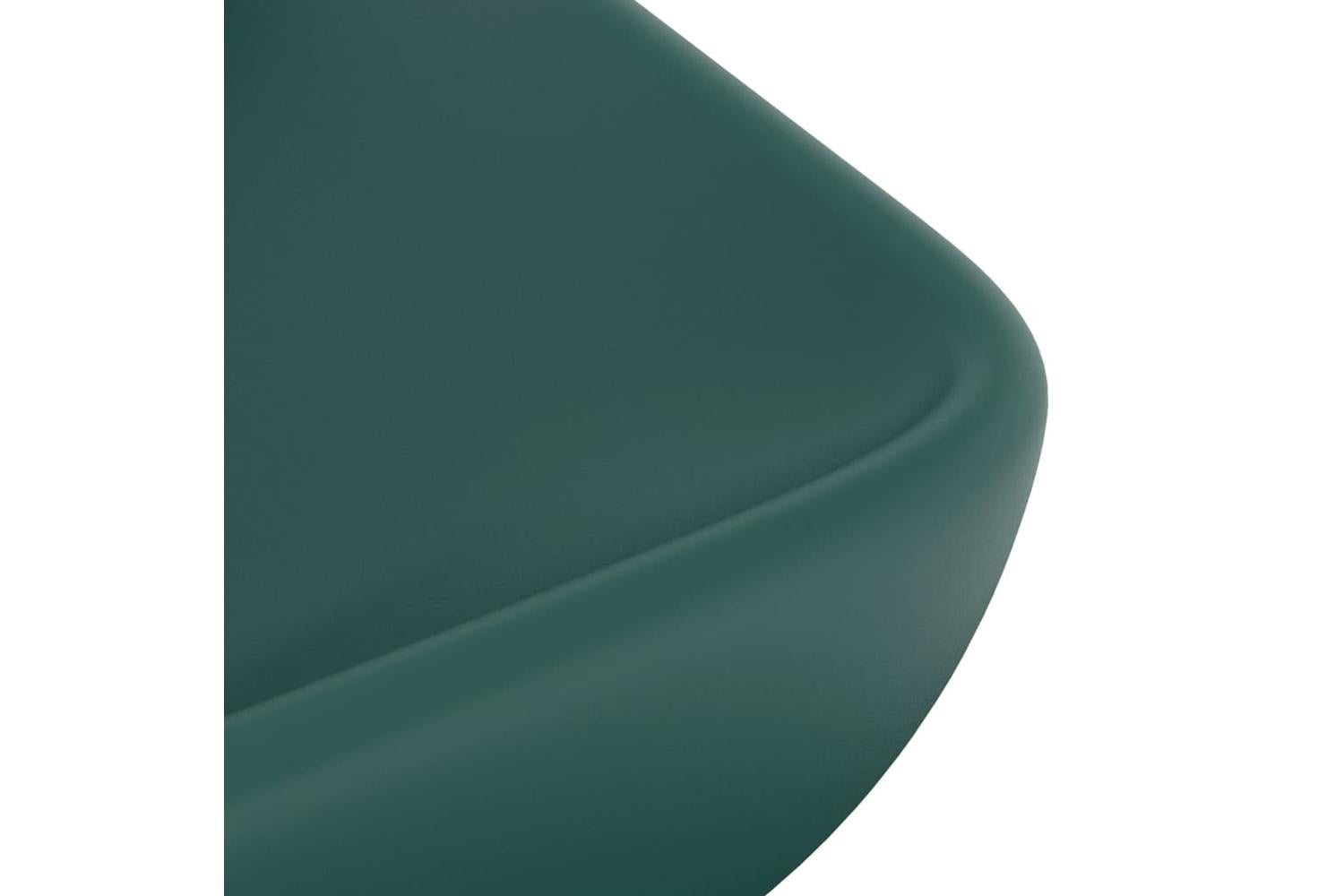 vidaXL 146959 Luxury Basin Rectangular Matt Dark Green 71x38cm Ceramic-5