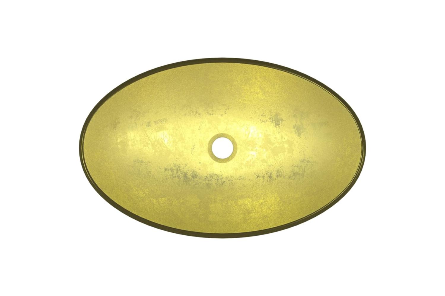 vidaXL 345262 Basin Tempered Glass 54.5x35x15.5cm Gold-5