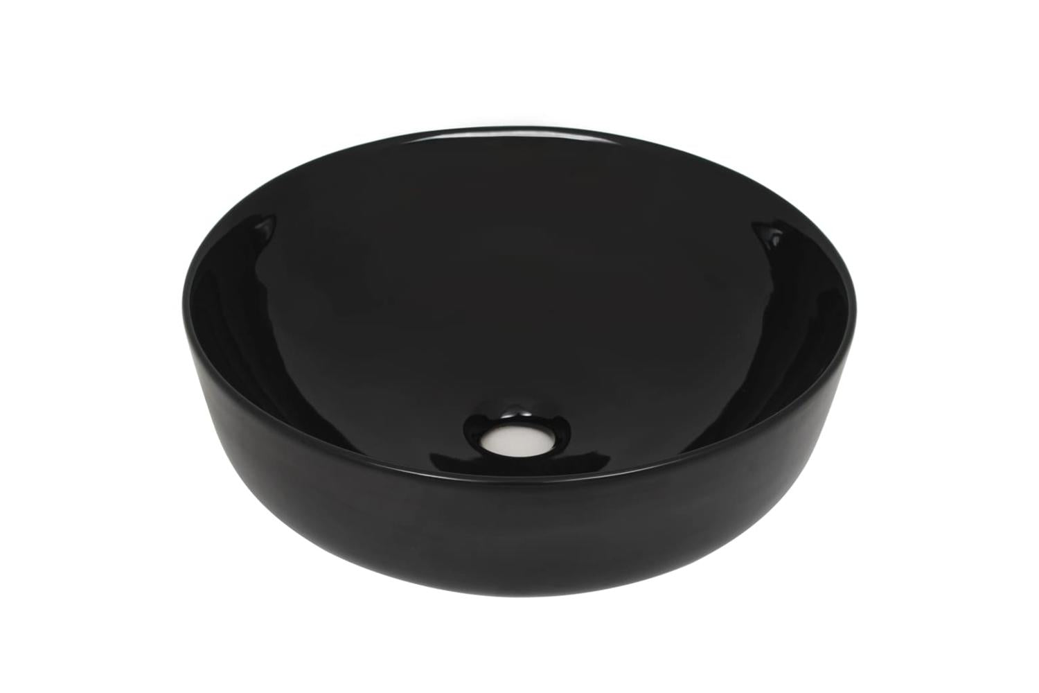 vidaXL 142732 Basin Ceramic Round Black 41.5x13.5cm-2