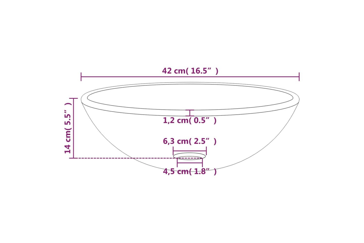 vidaXL 345251 Basin Tempered Glass 42x14cm White-5