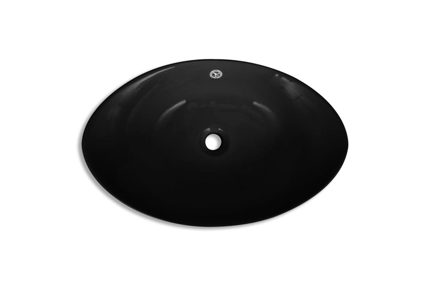 vidaXL 140680 Black Luxury Ceramic Basin Oval With Overflow 59 X 38,5cm-4
