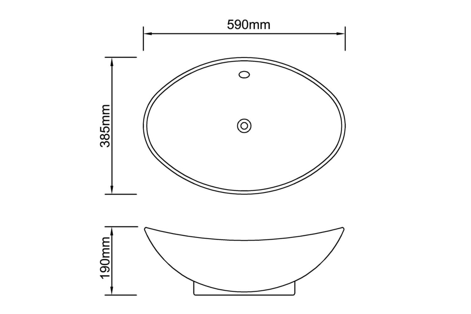 vidaXL 140680 Black Luxury Ceramic Basin Oval With Overflow 59 X 38,5cm-7