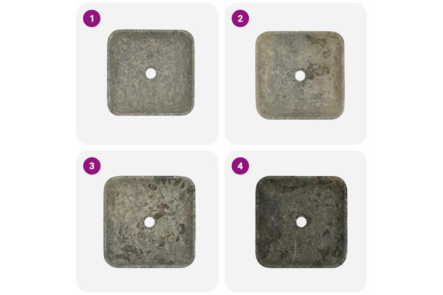 vidaXL 149182 Sink Grey 40x40x10cm Marble-6