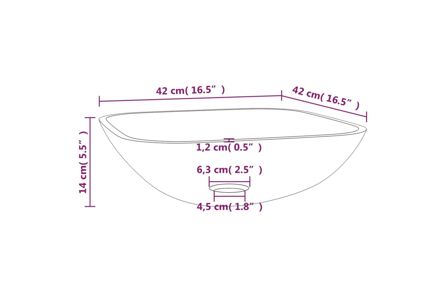 vidaXL 345236 Basin Glass 42x42x14cm Transparent-6