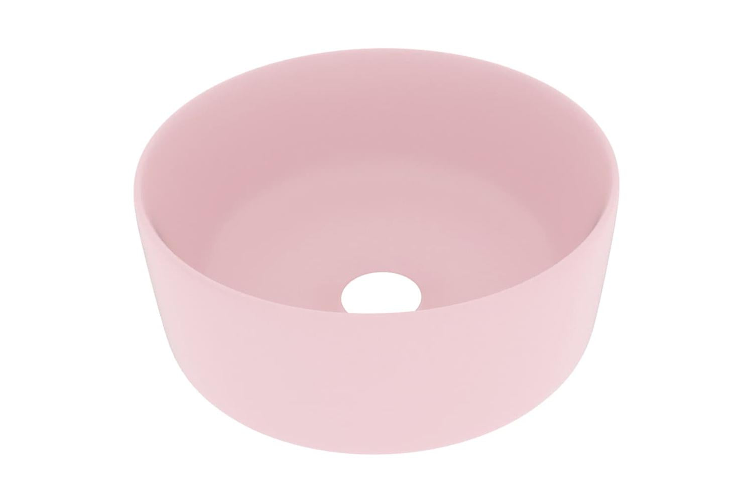 vidaXL 147010 Luxury Wash Basin Round Matt Pink 40x15cm Ceramic-2