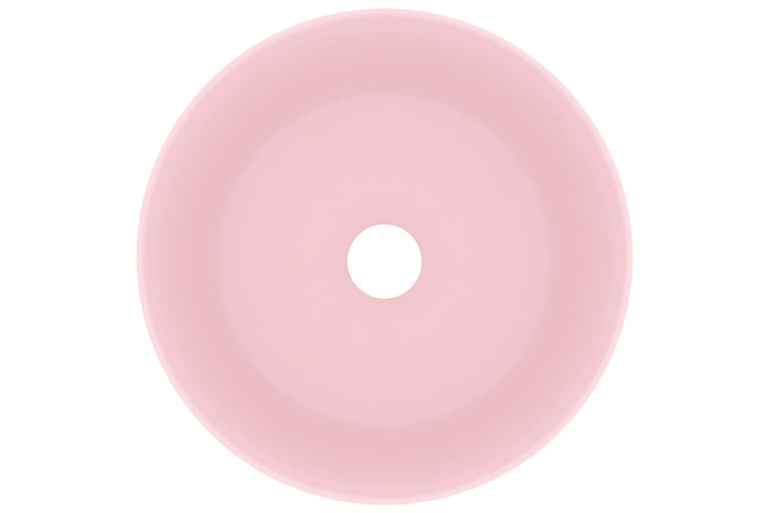 vidaXL 147010 Luxury Wash Basin Round Matt Pink 40x15cm Ceramic-3