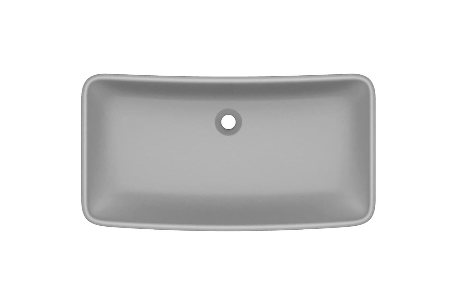 vidaXL 146960 Luxury Basin Rectangular Matt Light Grey 71x38cm Ceramic-3