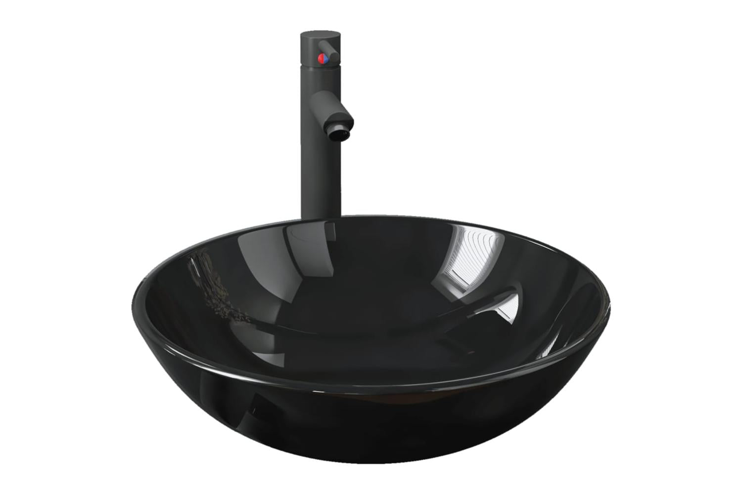 Vidaxl 3098452 Bathroom Sink With Tap And Push Drain Black Tempered Glass