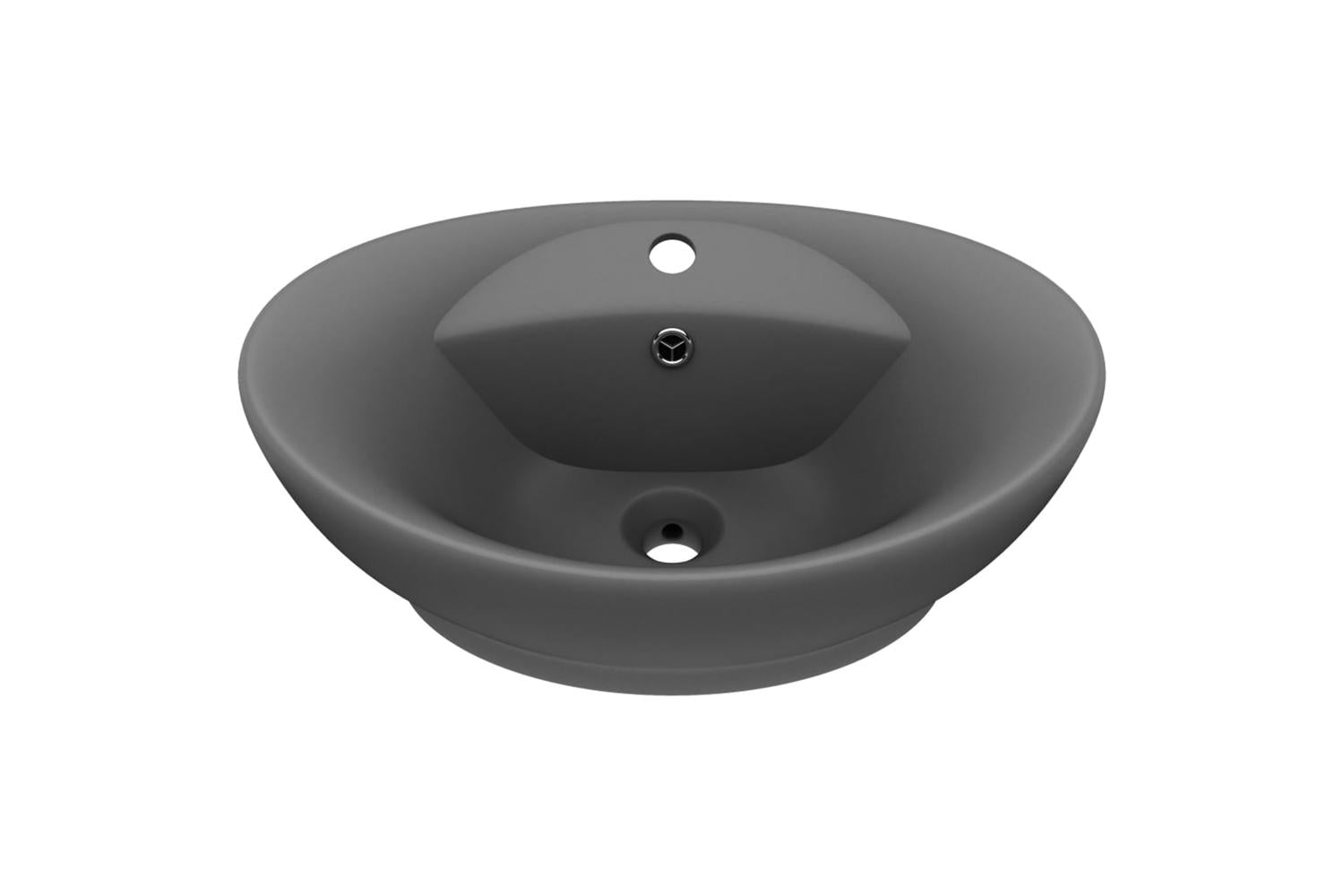 vidaXL 146939 Luxury Basin Overflow Oval Matt Dark Grey 58.5x39cm Ceramic