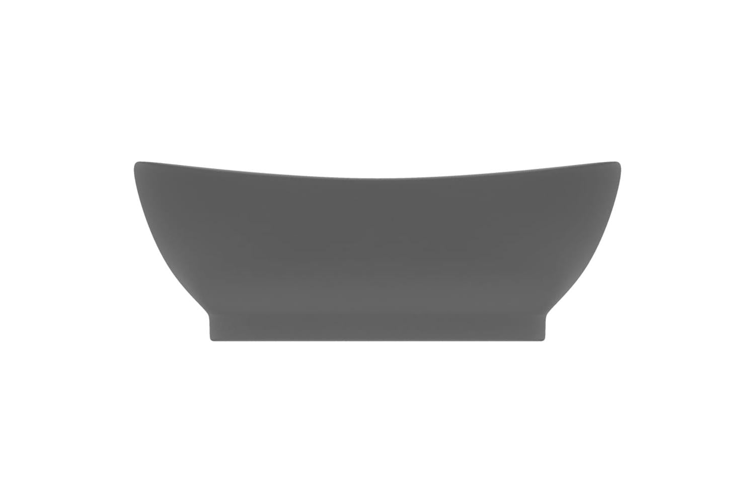 vidaXL 146939 Luxury Basin Overflow Oval Matt Dark Grey 58.5x39cm Ceramic-3