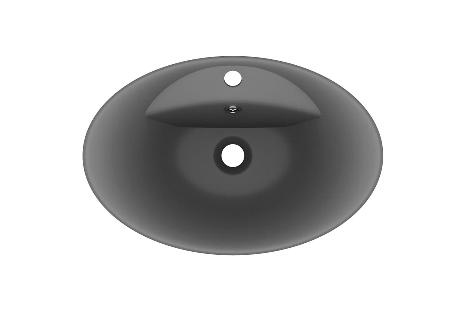 vidaXL 146939 Luxury Basin Overflow Oval Matt Dark Grey 58.5x39cm Ceramic-4