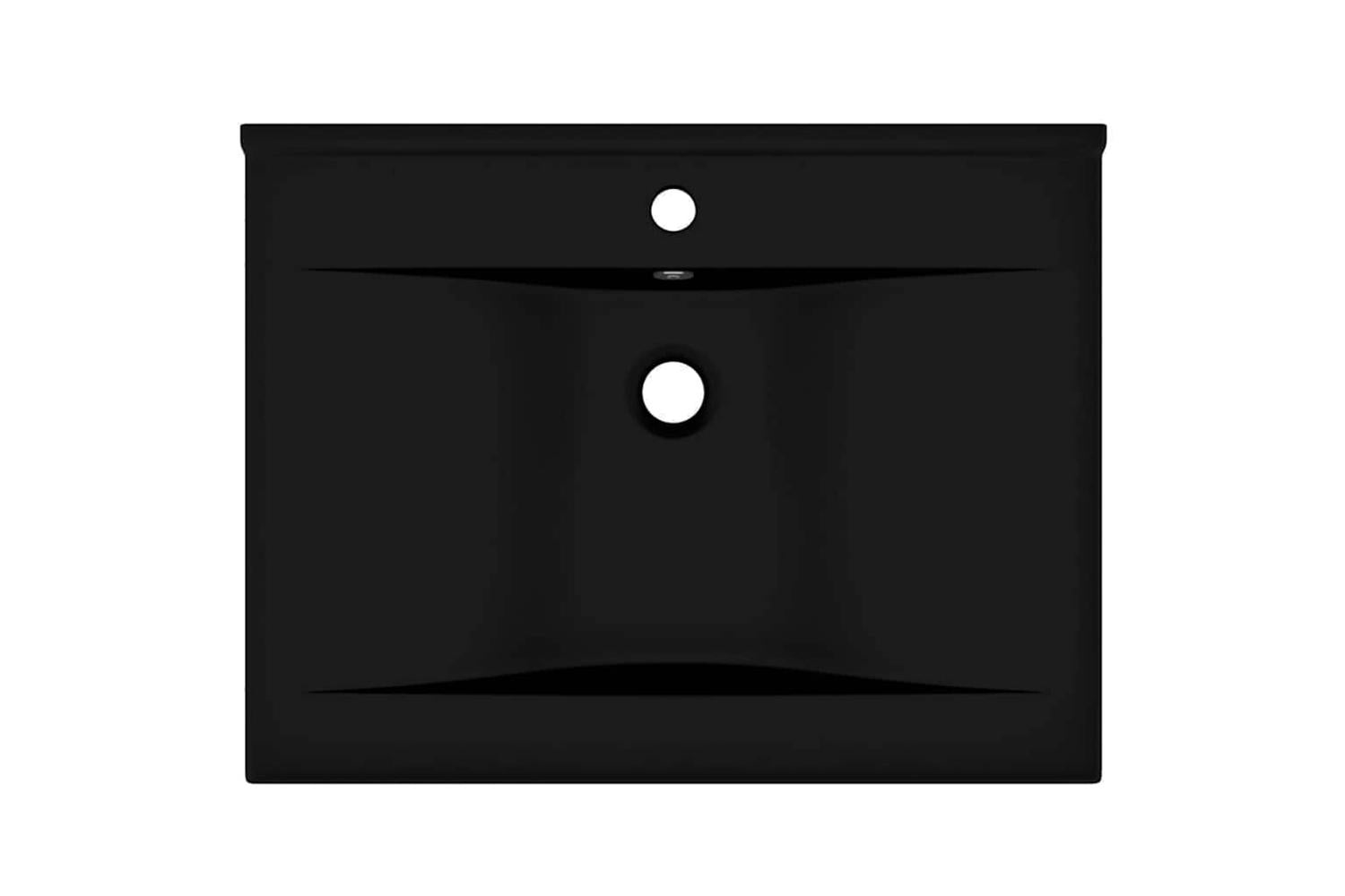 vidaXL 147030 Luxury Basin With Faucet Hole Matt Black 60x46cm Ceramic-3