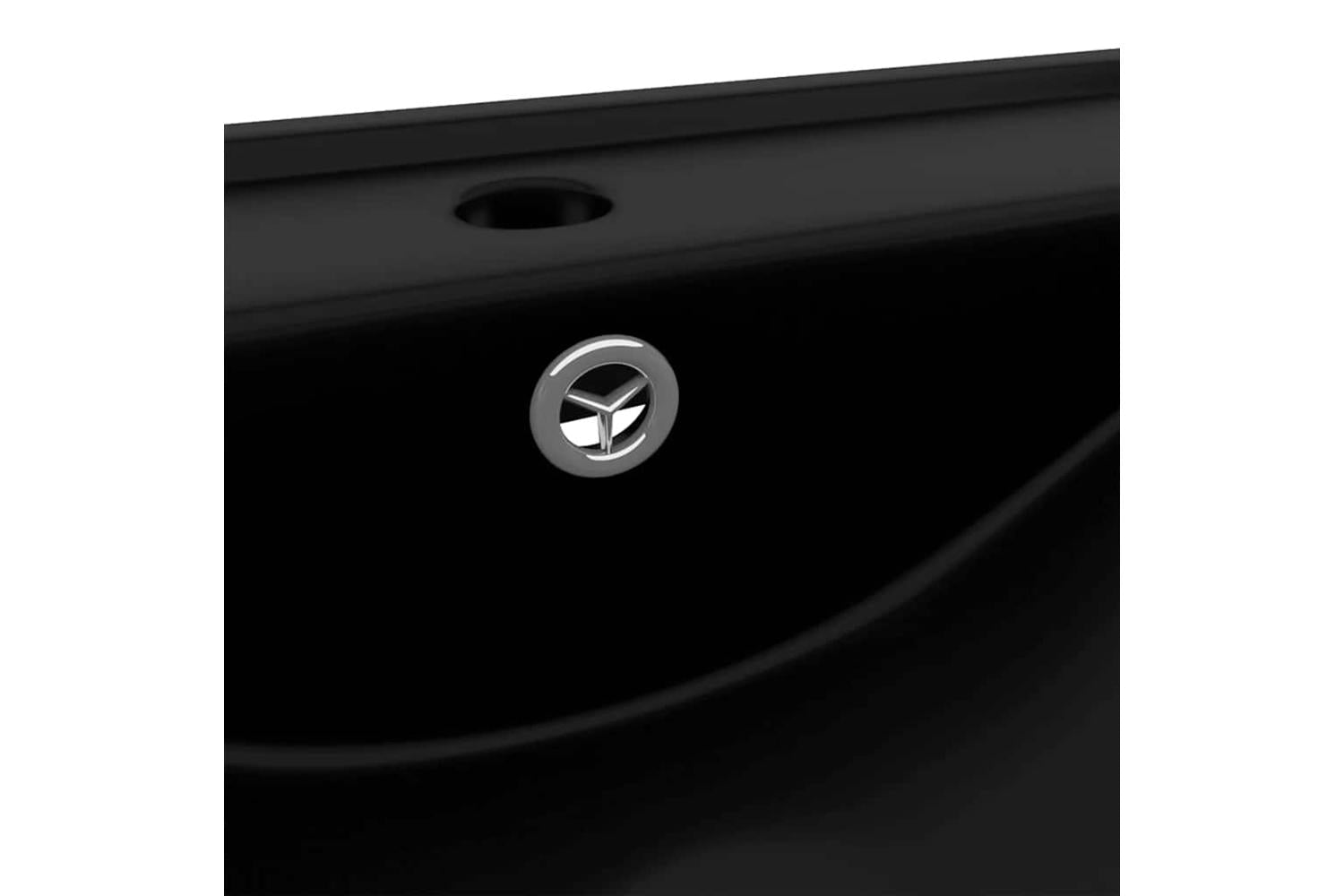 vidaXL 147030 Luxury Basin With Faucet Hole Matt Black 60x46cm Ceramic-5