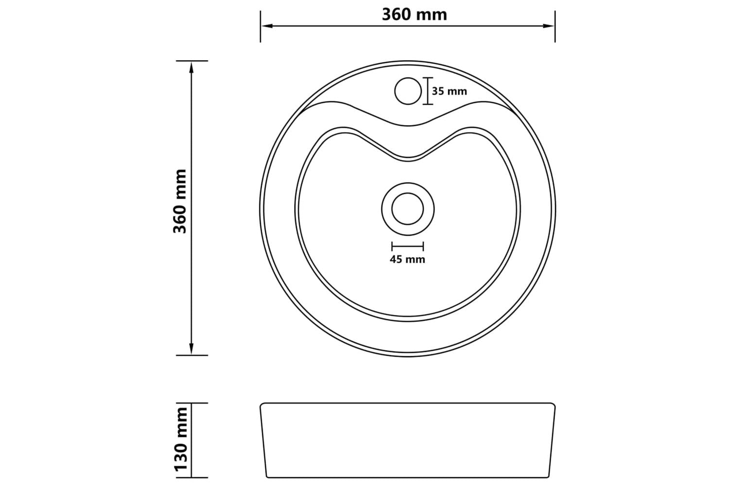 vidaXL 147031 Luxury Wash Basin With Overflow Matt White 36x13cm Ceramic-7
