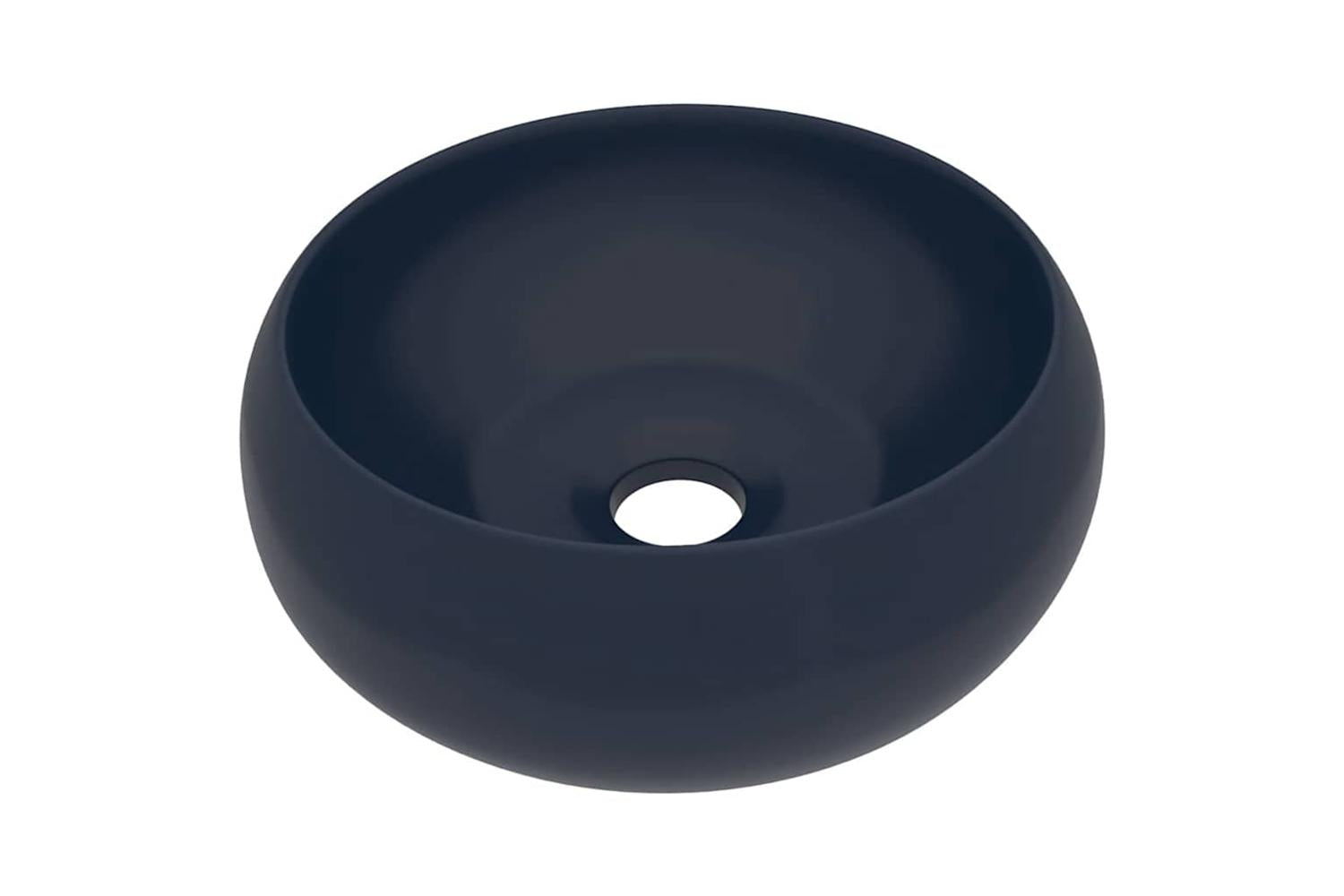 vidaXL 147001 Luxury Wash Basin Round Matt Dark Blue 40x15cm Ceramic-2
