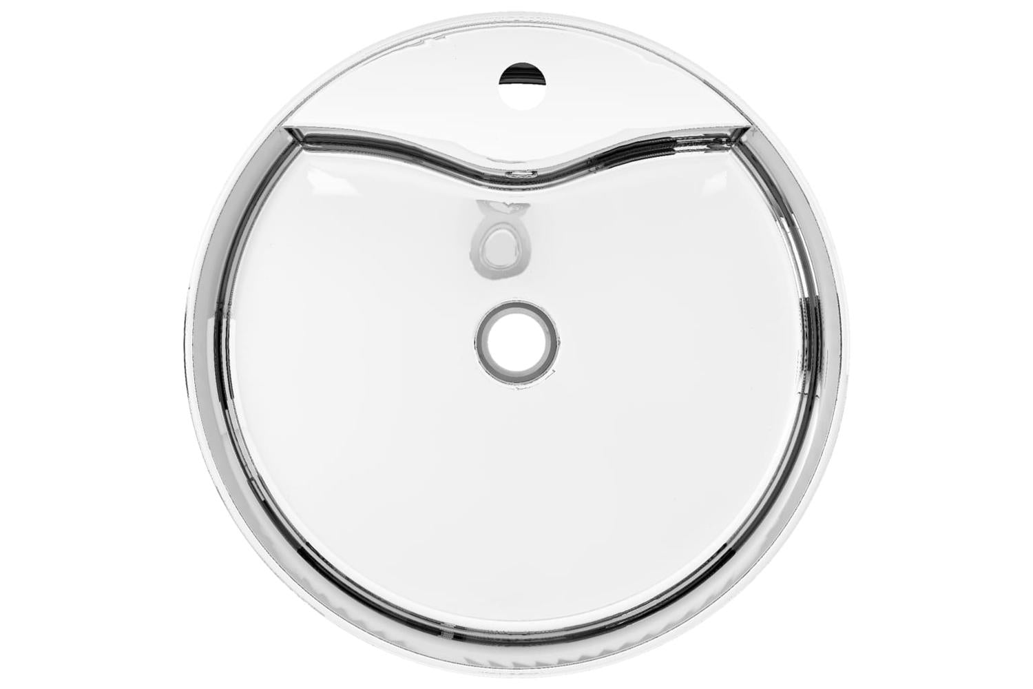 vidaXL 143865 Wash Basin With Overflow 46.5x15.5cm Ceramic Silver-3