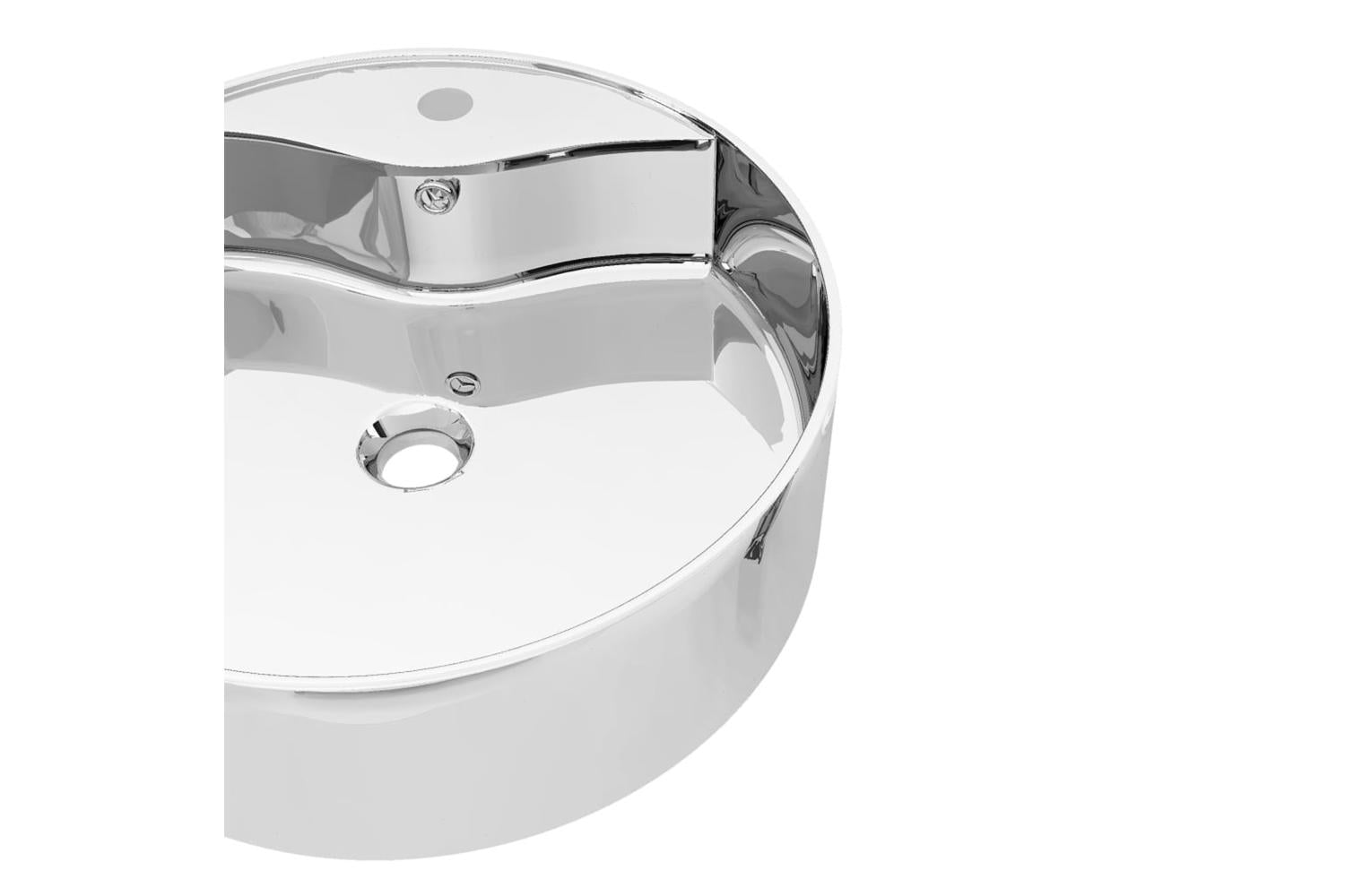 vidaXL 143865 Wash Basin With Overflow 46.5x15.5cm Ceramic Silver-4