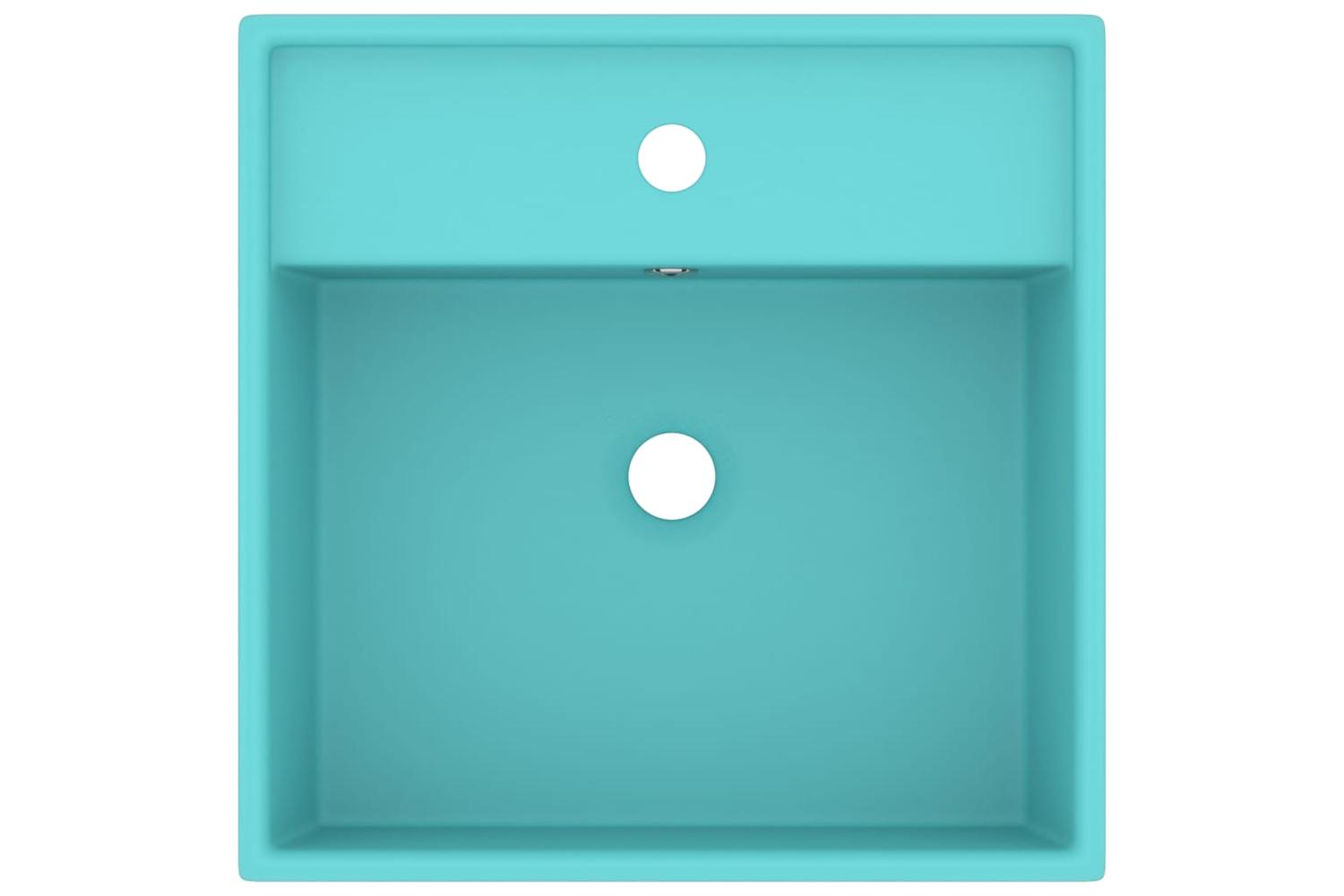 vidaXL 146947 Luxury Basin Overflow Square Matt Light Green 41x41cm Ceramic-3
