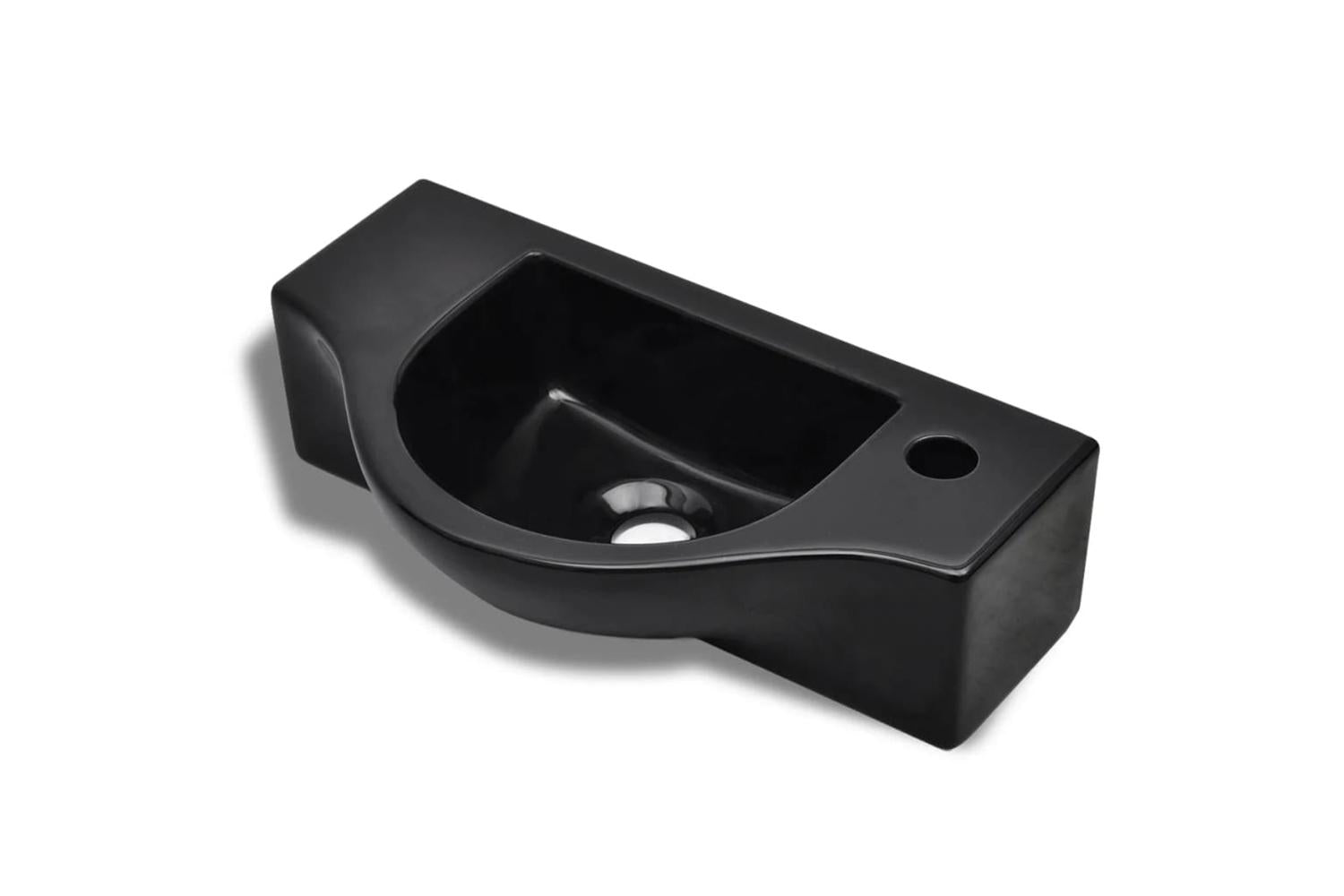 Vidaxl 141931 Ceramic Bathroom Sink Basin With Faucet Hole Black-2