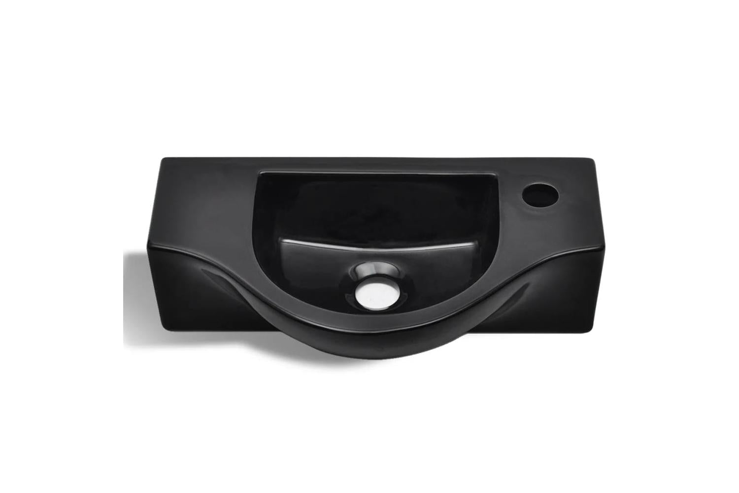 Vidaxl 141931 Ceramic Bathroom Sink Basin With Faucet Hole Black-4
