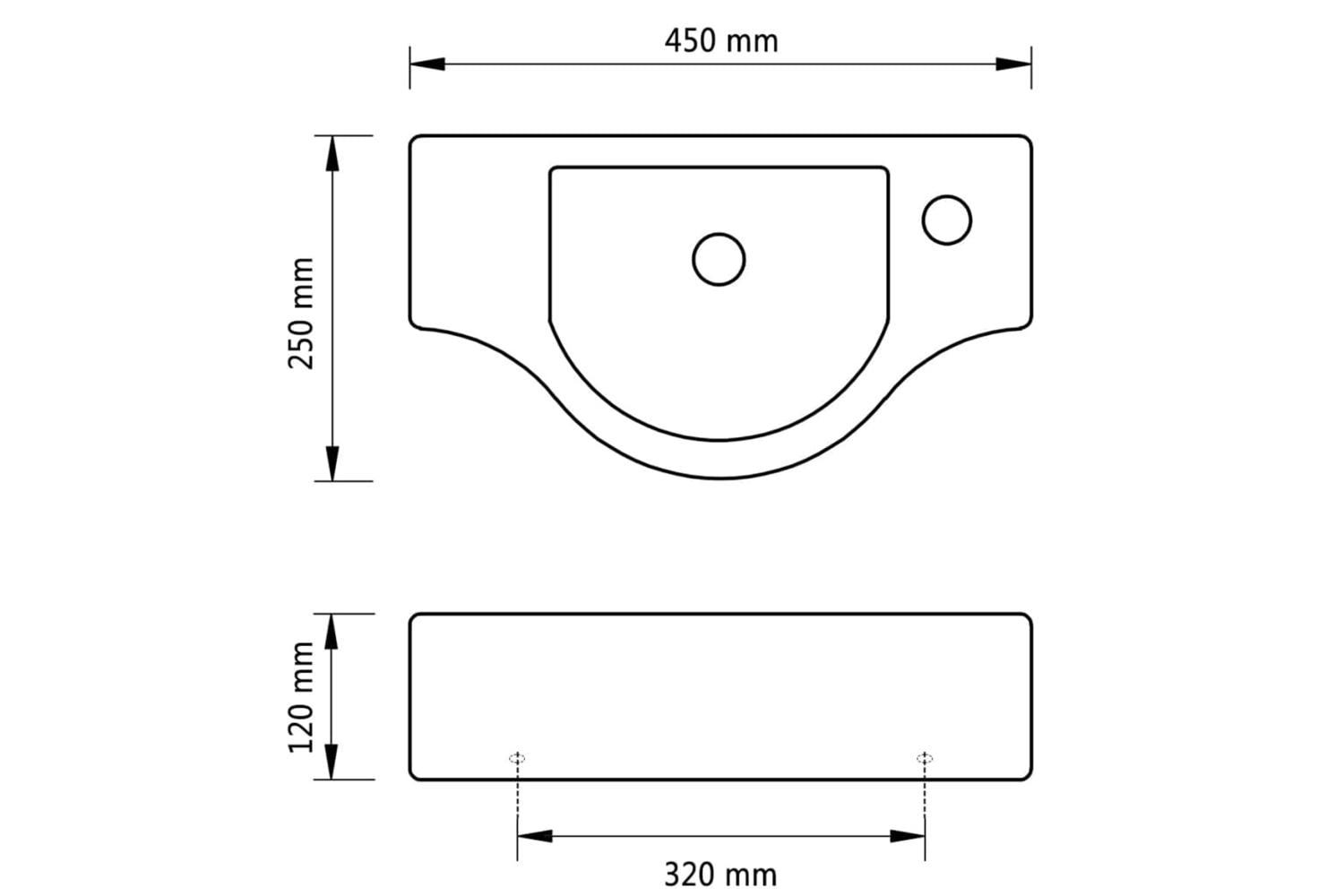 Vidaxl 141931 Ceramic Bathroom Sink Basin With Faucet Hole Black-6