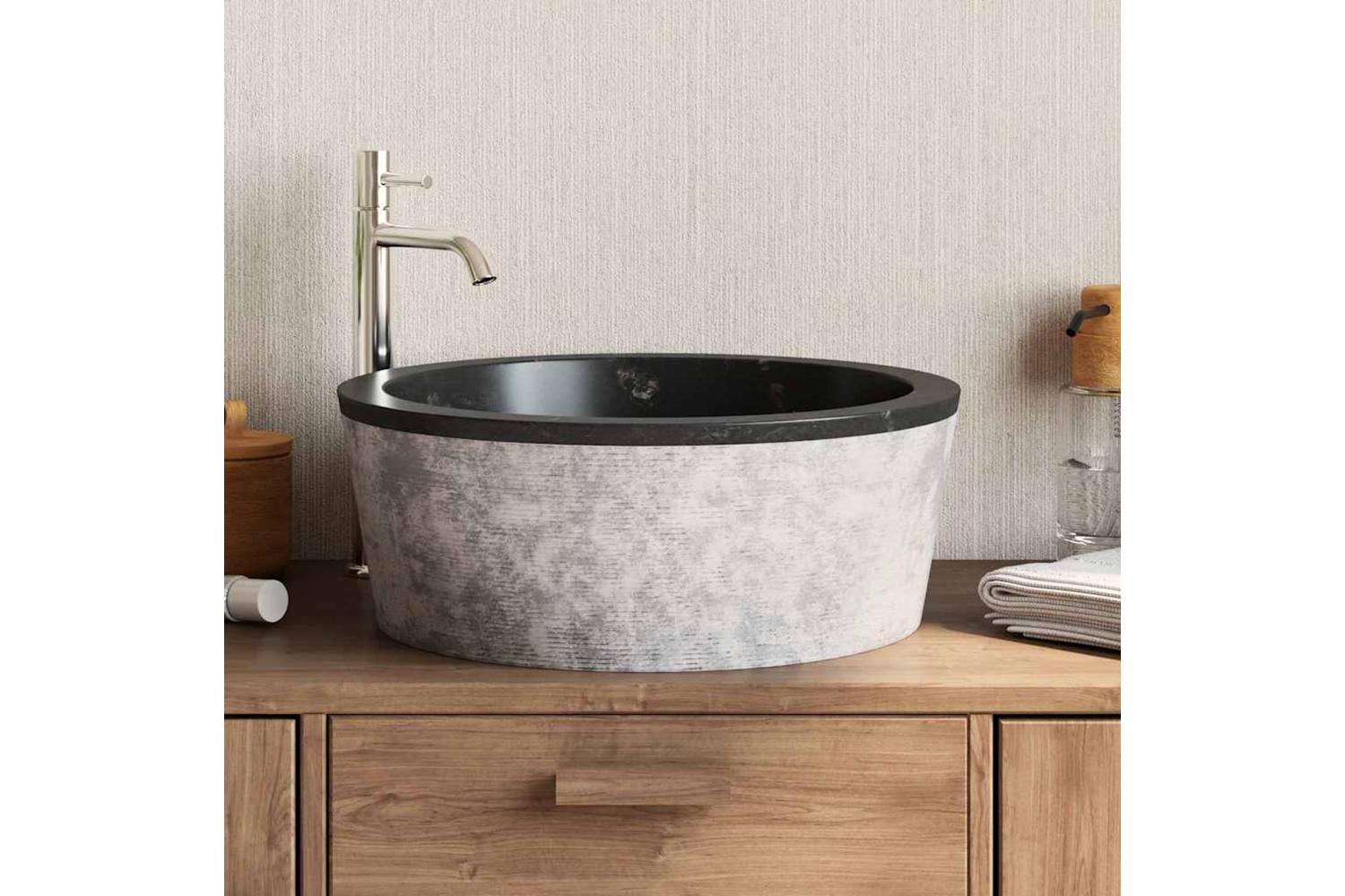 Vidaxl Sink Black Ã˜40x15 Cm Marble-2
