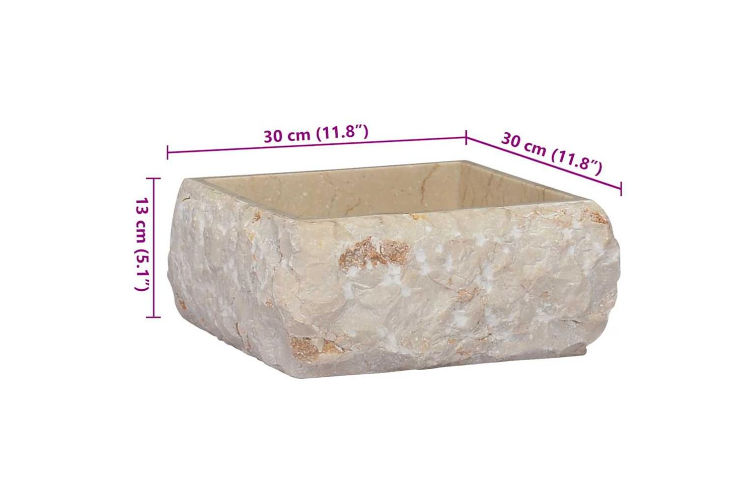 Vidaxl Sink Cream 30x30x13 Cm Marble-9