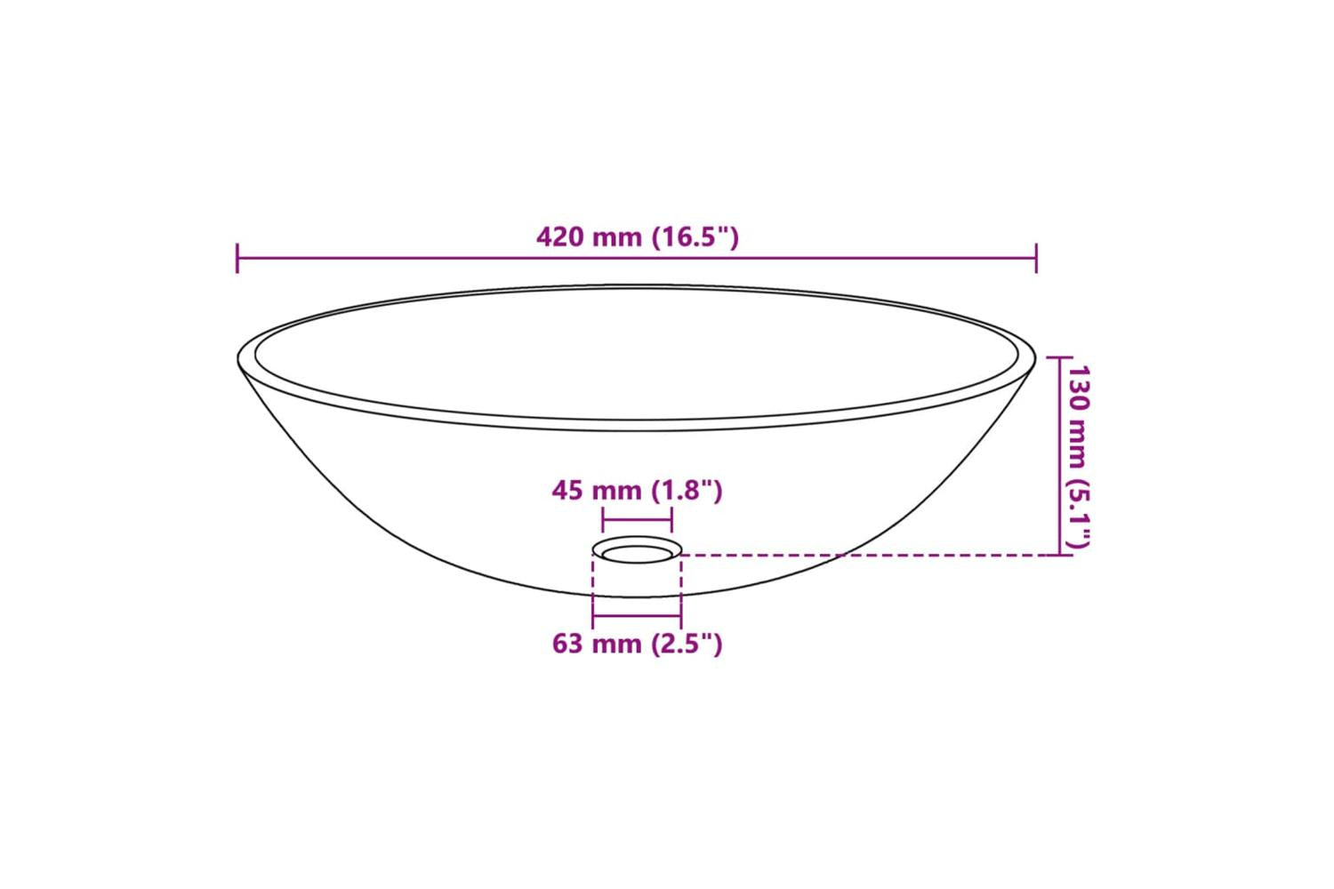 Vidaxl 142231 Basin Tempered Glass 42 Cm Black-4