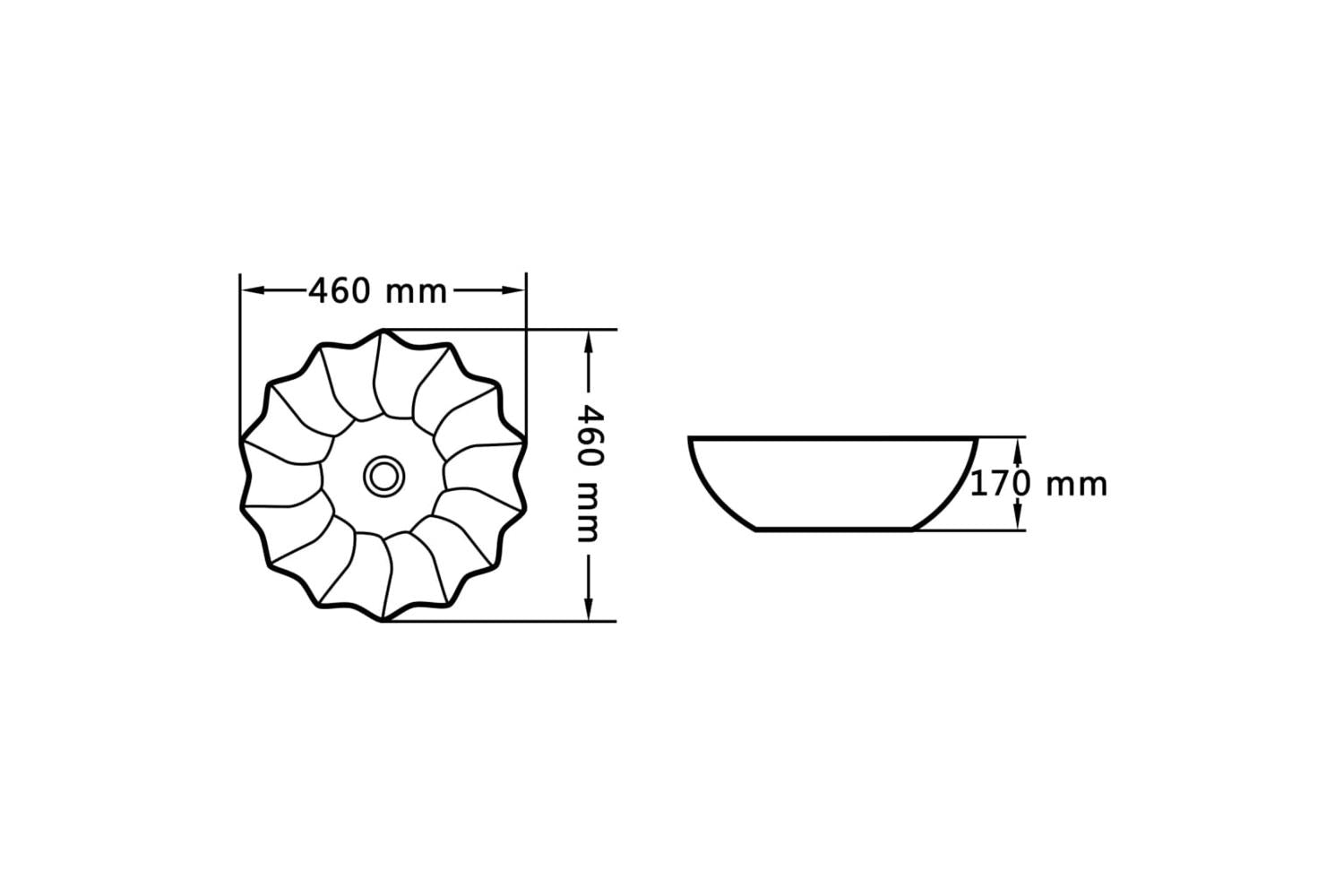 vidaXL 143922 Wash Basin 46x17cm Ceramic Black-6